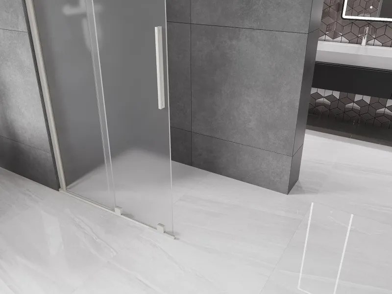 Mexen Velar, sprchová zástena s posuvnými dverami Walk-in 70 x 200 cm, 8mm sklo námraza, brúsená oceľ, 871-070-000-33-97