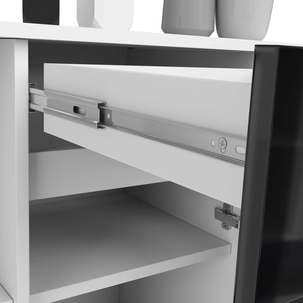 Komoda B-17 120 cm biela/čierna