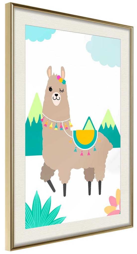 Artgeist Plagát - Unusual Lama [Poster] Veľkosť: 30x45, Verzia: Zlatý rám s passe-partout