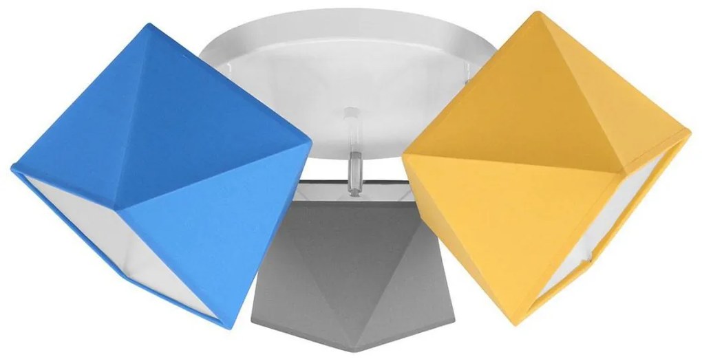 Detské stropné svietidlo Diamond, 3x textilné tienidlo (mix 7 farieb), (výber z 3 farieb konštrukcie - možnosť polohovania), o