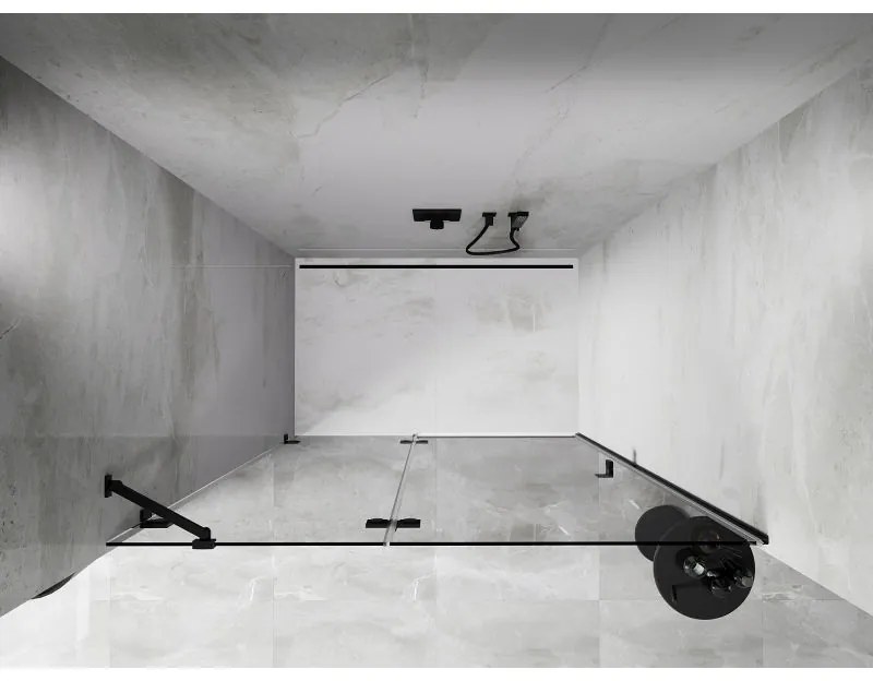 Mexen, Mexen Lunar ľavé otočné sprchové dvere 140 cm, transparentné, čierne - 834-140-000-70-00-L