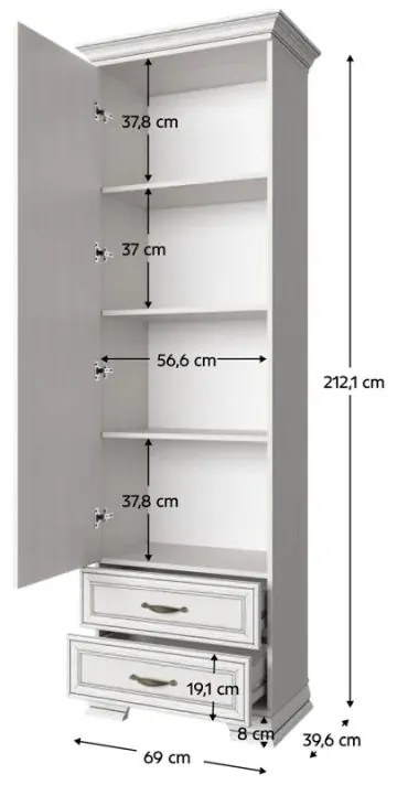 Kondela Regál TIFFY 1d2s, woodline krem