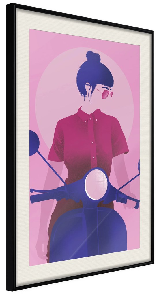 Artgeist Plagát - Girl on Scooter [Poster] Veľkosť: 20x30, Verzia: Zlatý rám s passe-partout