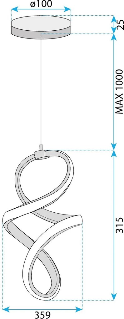 Toolight Toolight, LED závesné svietidlo 24W, 4000K, 4500lm, G074-1CP, zlatá, OSW-08662