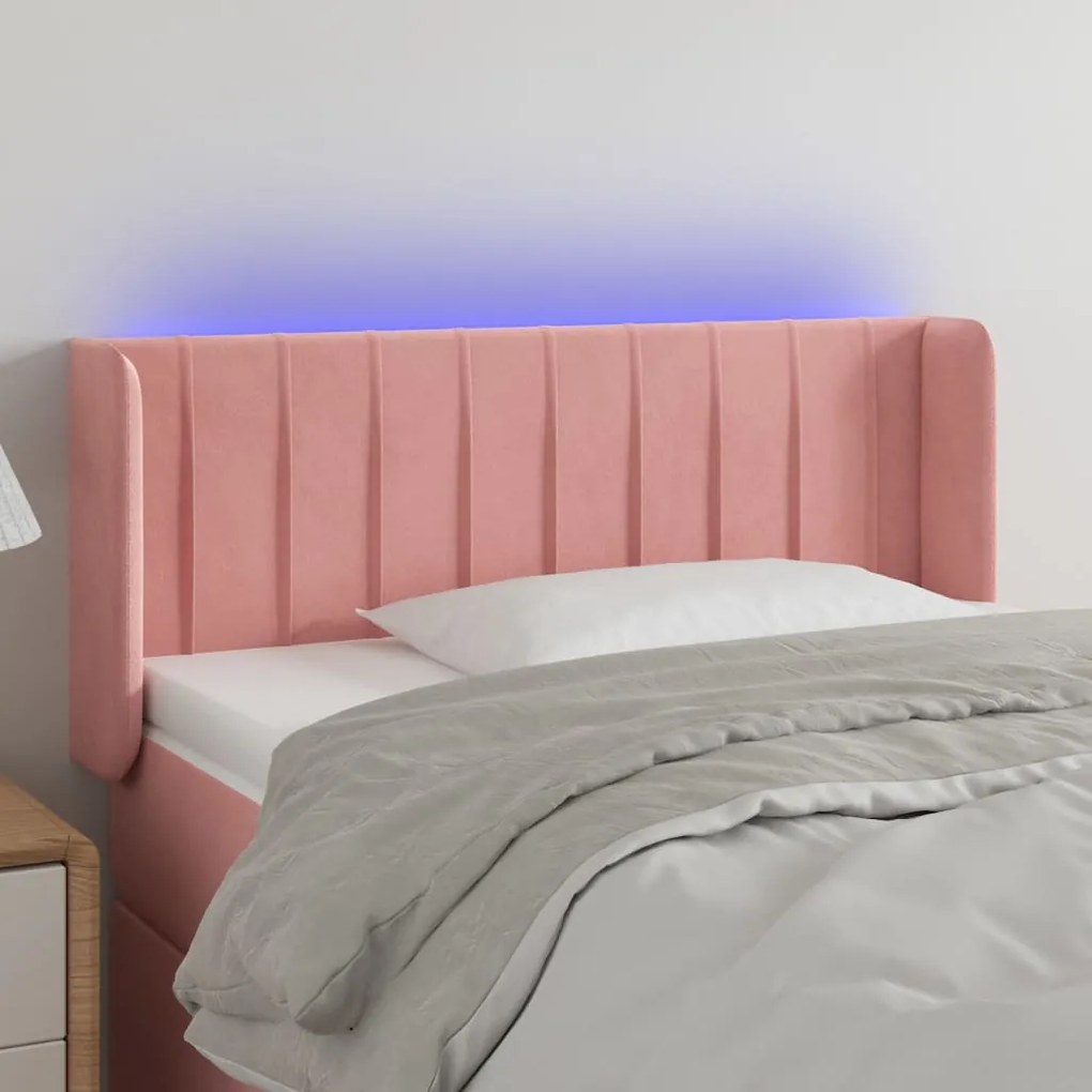Čelo postele s LED ružové 93x16x78/88 cm zamat 3123515
