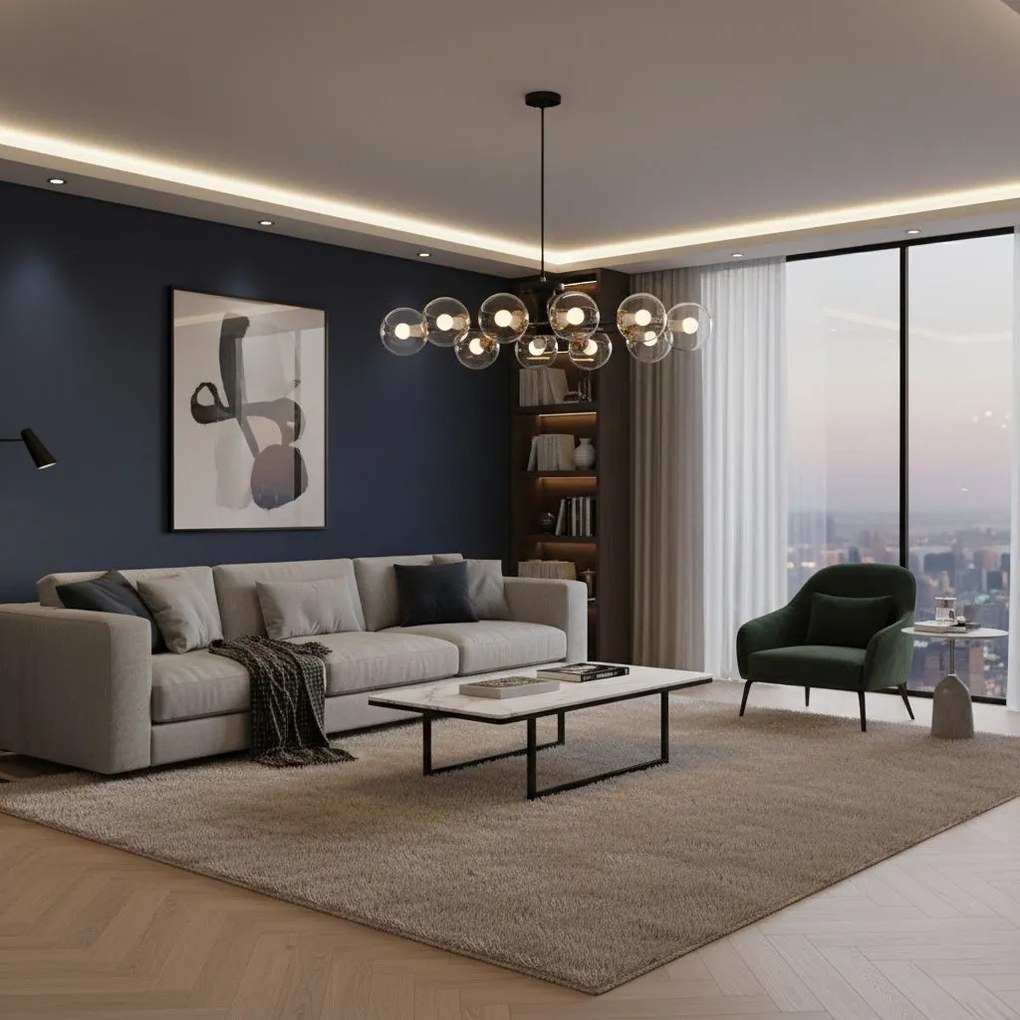 Toolight Toolight, závesné svietidlo 10xE27 APP1136-10C, čierna-zlatá, OSW-40109