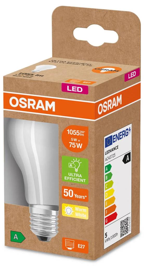 OSRAM LED žiarovka E27 A60 5W 1055lm 3000K matná