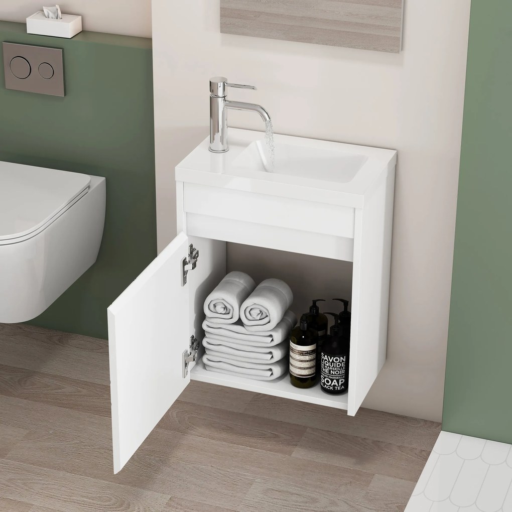 Nástenná skrinka s umývadlom Houseland Mavon 40 cm biela