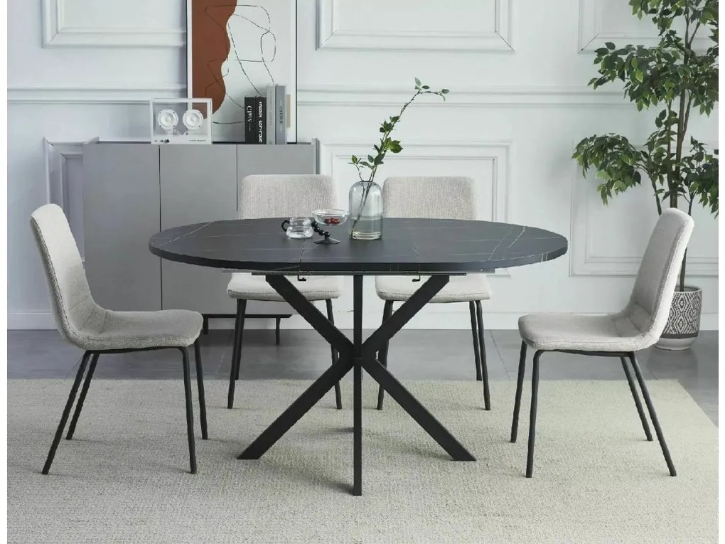 Rozkladací jedálenský stôl GASTON 100(135)X100 cm, čierny mramorový dekor