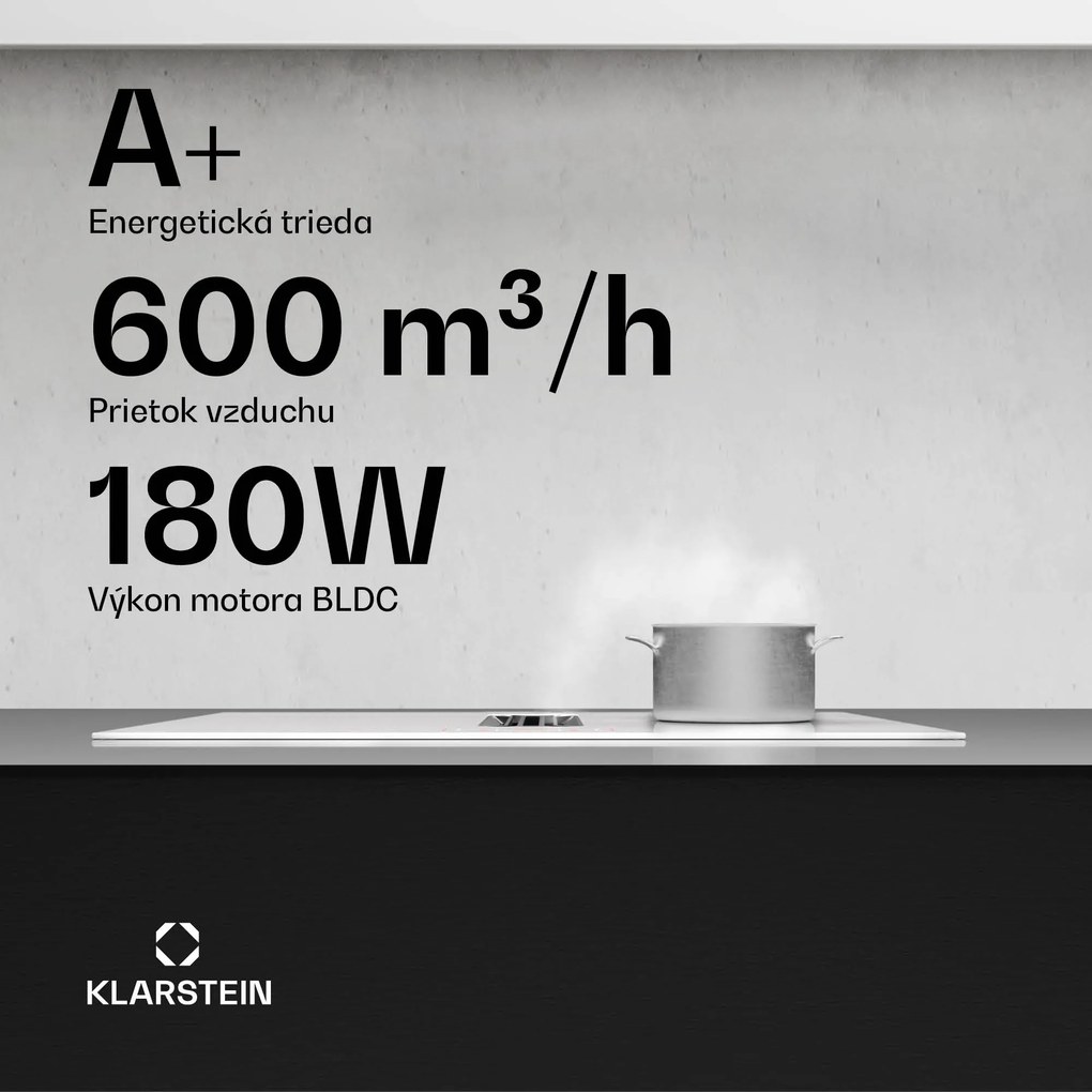 Klarstein AirJet FlexPro Down Air System, Indukčná doska + digestor, Flexi zóna, Booster