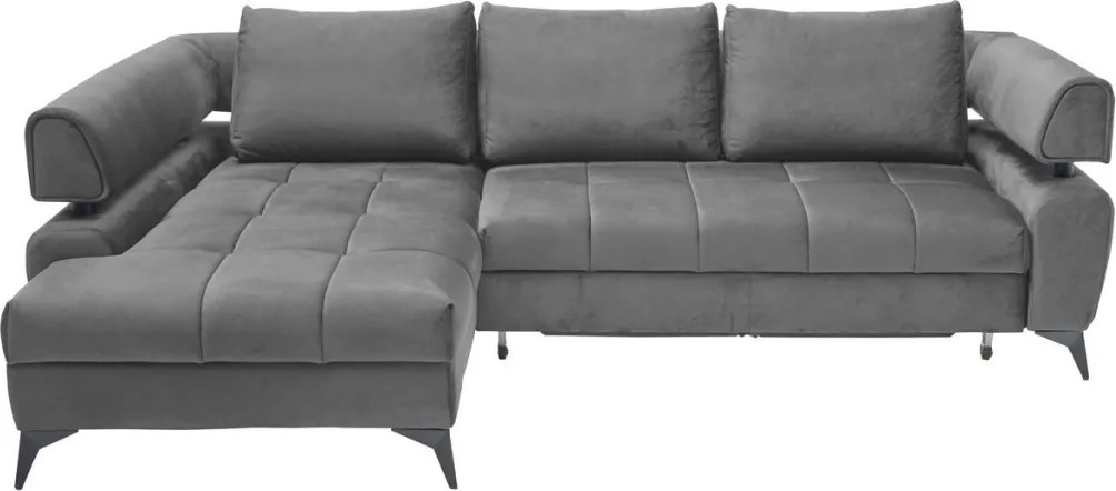 Rohová sedacia súprava Paris, stredne šedá látka, ľavý roh