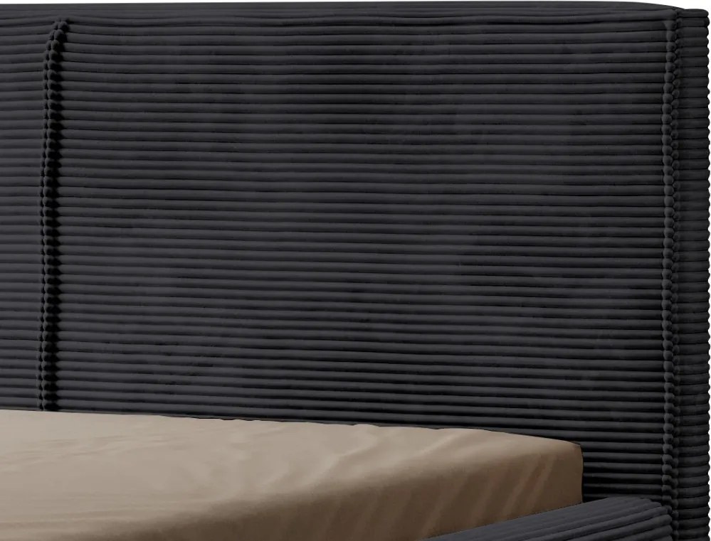 Posteľ Inez 180x200 cm, čierna štruktúrovaná látka