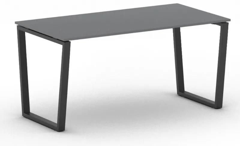 Kancelársky stôl PRIMO IMPRESS, 160x80 cm, čierna podnož, grafit