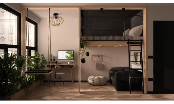 Prisadený luster EARTH 1xE27/60W/230V čierna/béžová