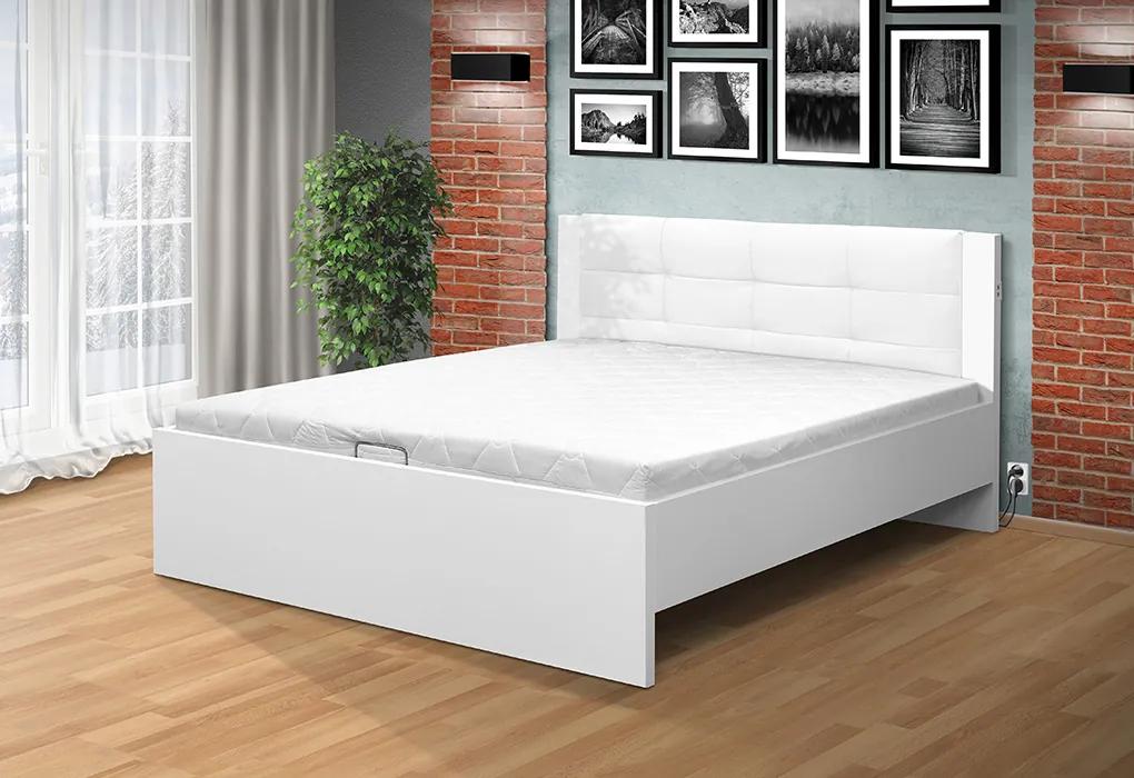 Lukratívna posteľ Markéta 140 s motorovým otváraním ÚP farebné prevedenie: bielá/sivá