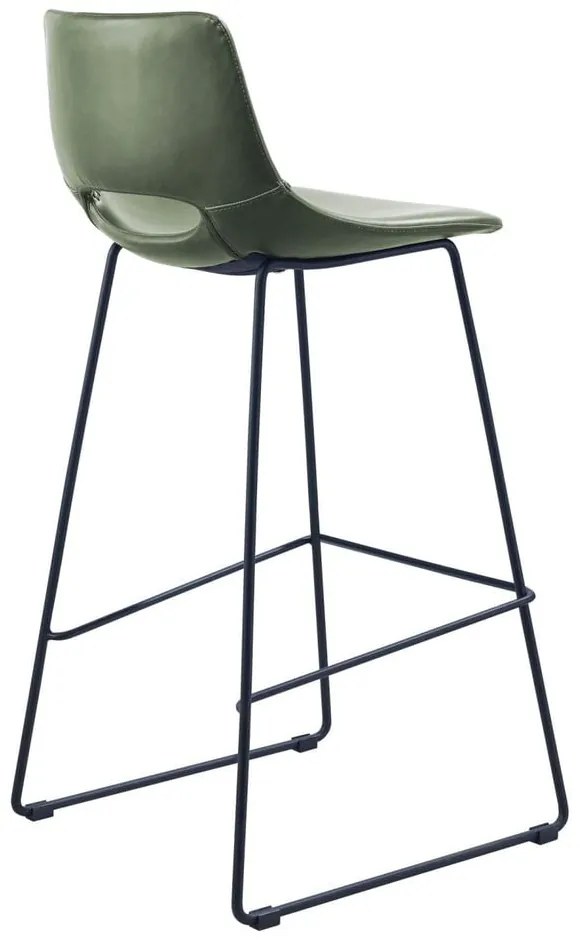 Kaki barová stolička z imitácie kože (výška sedadla 76 cm) Zahara – Kave Home