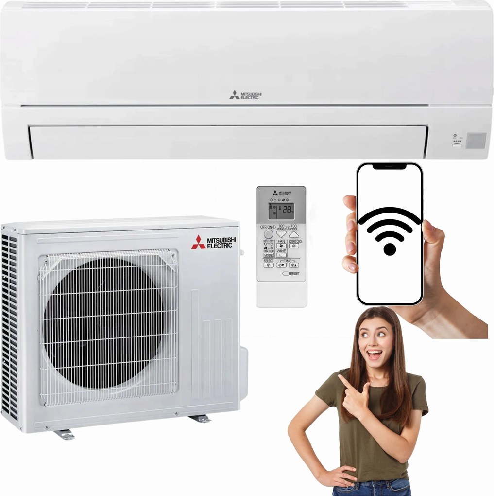 Nástenný klimatizátor Mitsubishi HR35 3,4kW 40m2 Wifi Do Domu Kancelárie Výkonný