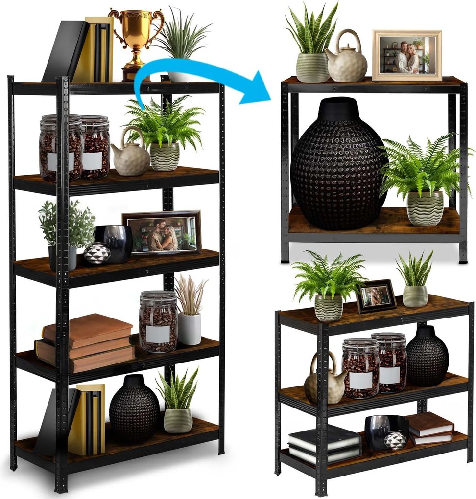 Kovový úložný regál 180 x 90 x 40 cm Humberg HR-852 čierny