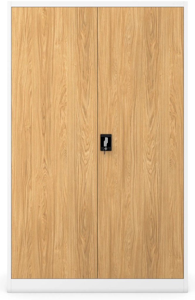 Kovová kancelárska skriňa na dokumenty, široká, biela/zlatý dub, 1150x1850x400 mm: JAN II Eco Design