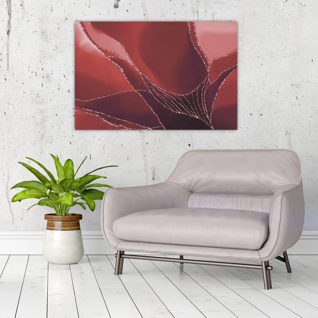 Obraz - Červená abstraktná kvetina N⁰2 (90x60 cm)