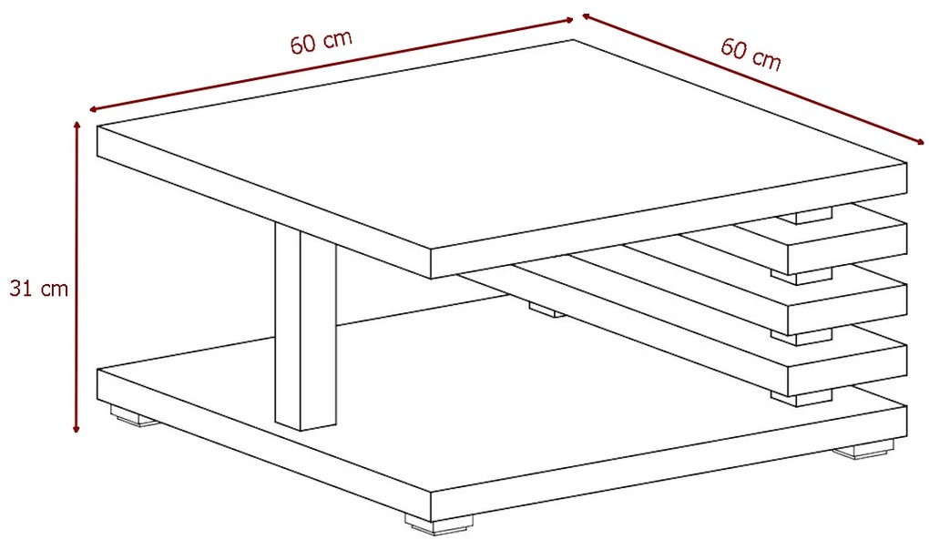 Konferenčný stolík KYOTO, 60x31x60, biely lesk