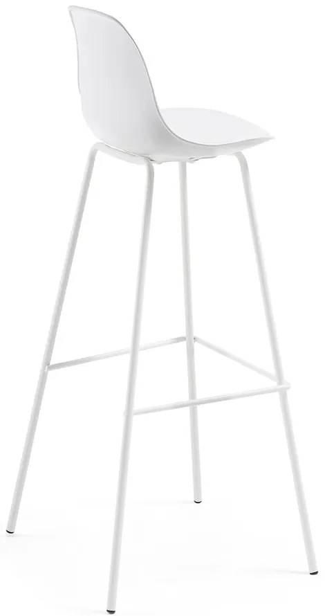 Biela barová stolička z imitácie kože (výška sedadla 75 cm) Brighter – Kave Home