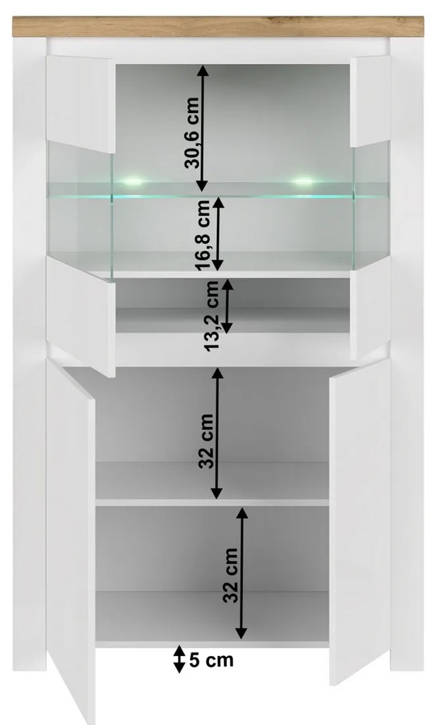 Skriňa VILGO 2D2W, lesklá biela