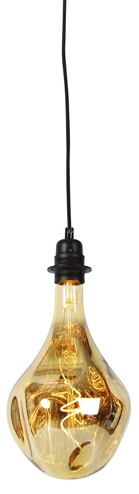 Závesná lampa čierna stmievateľná vrátane LED zrkadla zlatá stmievateľná - Cava Luxe