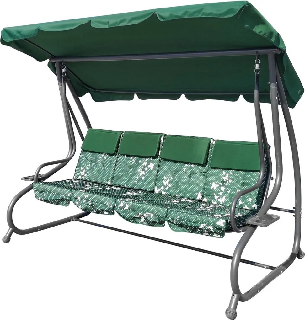 Záhradná hojdačka polohovateľná, pre 4 osoby RAMIZ 8078 MOT - zelená