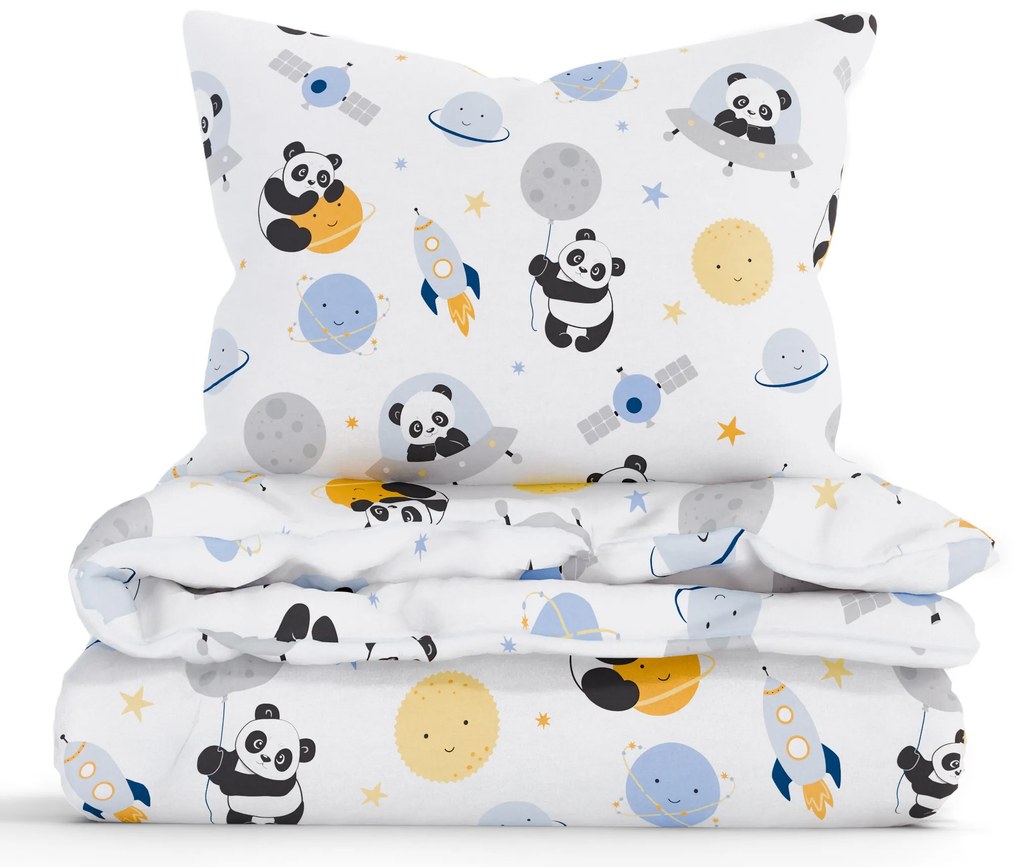 Bavlnené obliečky Renforcé do postieľky - Vesmírna panda 100 × 135 cm, 40 x 60 cm