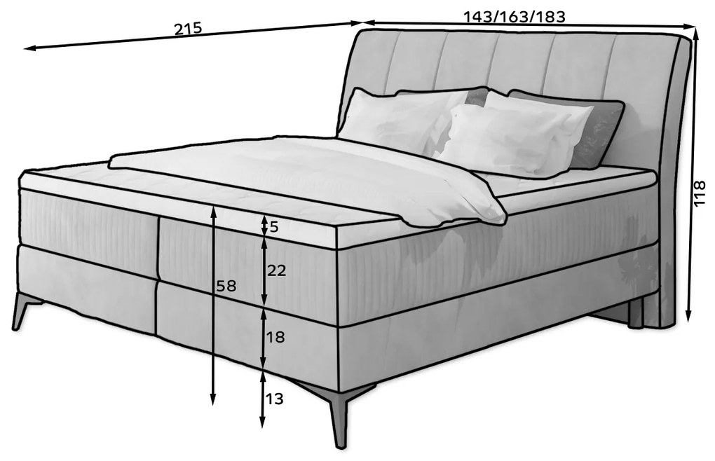 Manželská posteľ Boxspring 140 cm Alberto (tmavosivá) (s matracmi). Vlastná spoľahlivá doprava až k Vám domov. 1027338