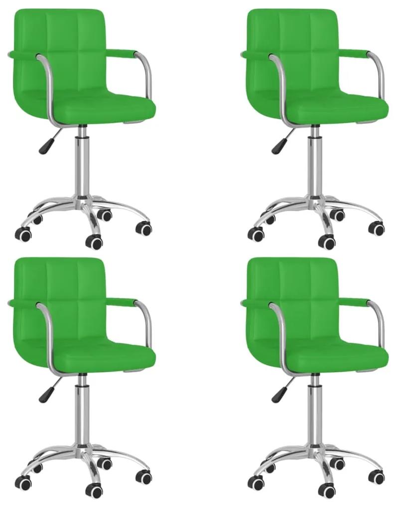 vidaXL Otočné jedálenské stoličky 4 ks zelené umelá koža