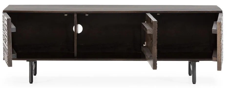 Tmavohnedý TV stolík z mangového dreva 145x48x40 cm Kalai – MOME