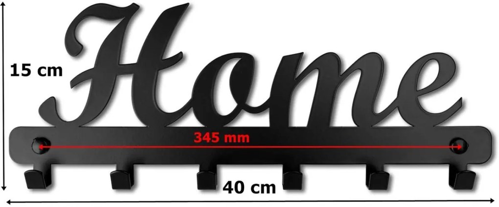 Nástenný vešiak HOME 40 cm čierny