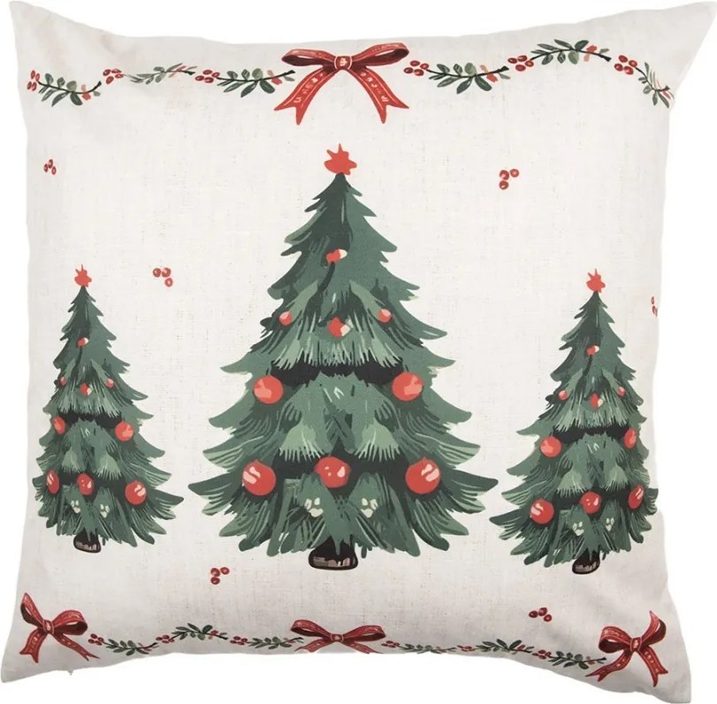 Béžový vankúš so stromčekmi Christmas Harmony - 45*45*4 cm