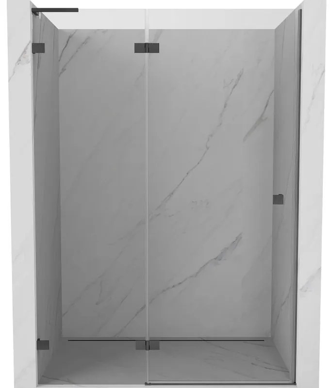 Mexen, Mexen Lunar L Otočné ľavé sprchové dvere 135 cm, priehľadné, pištoľovo šedé kartáčované - 834L-135-000-66-00-L