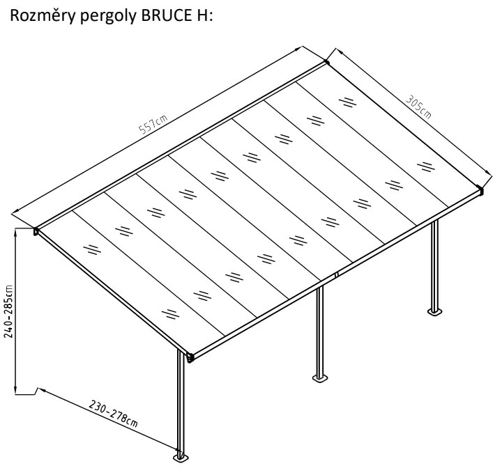 BRUCE H pergola ROJAPLAST Sivá