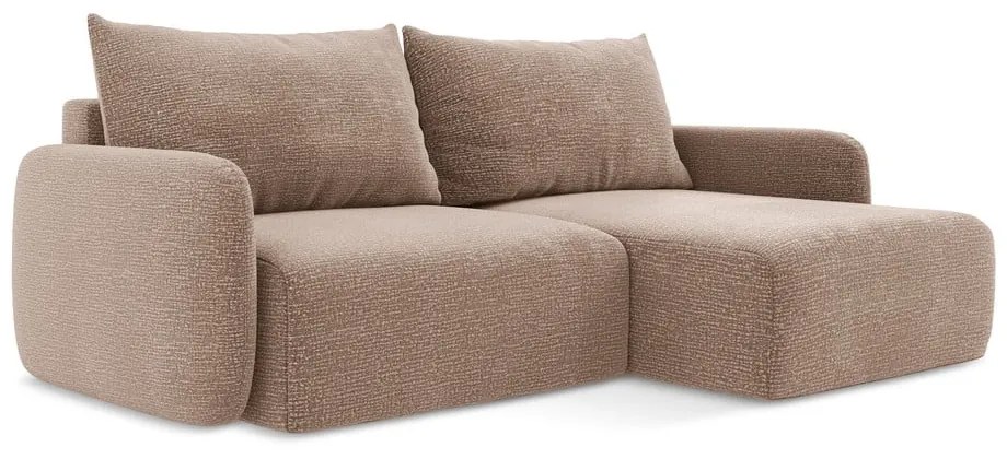 Svetlohnedá rozkladacia/s úložným priestorom rohová pohovka (pravý roh) Kalena – Makamii