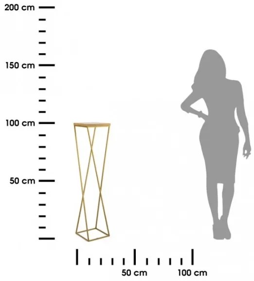 Stojan na kvety LOFT 100x24 cm zlatá/hnedá