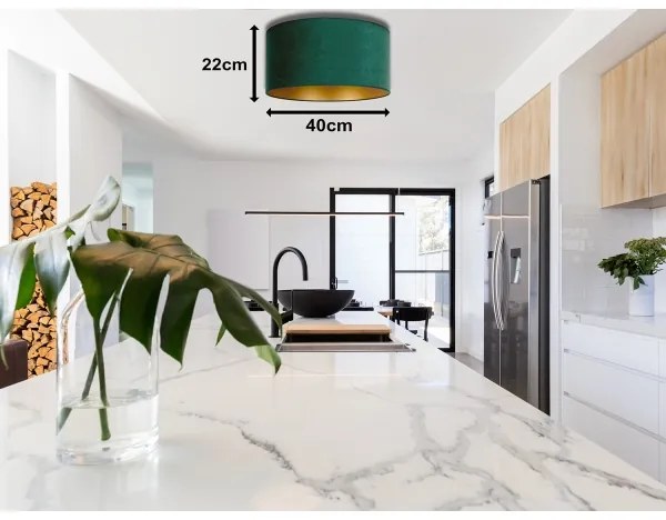 Duolla - Stropné svietidlo ROLLER 1xE27/15W/230V pr. 40 cm tmavozelená/zlatá