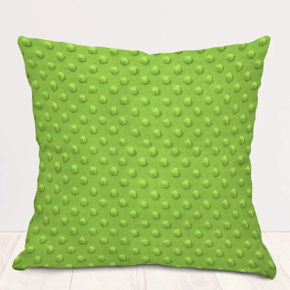 Biante Detská obliečka na vankúš Minky 3D bodky MKP-007 Hráškovo zelená 50 x 70 cm