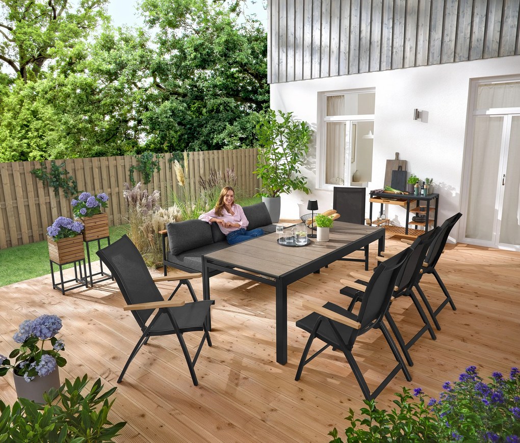 Rozkladací záhradný stôl so stolovou doskou Duraboard®, cca  200 ‒ 300 cm