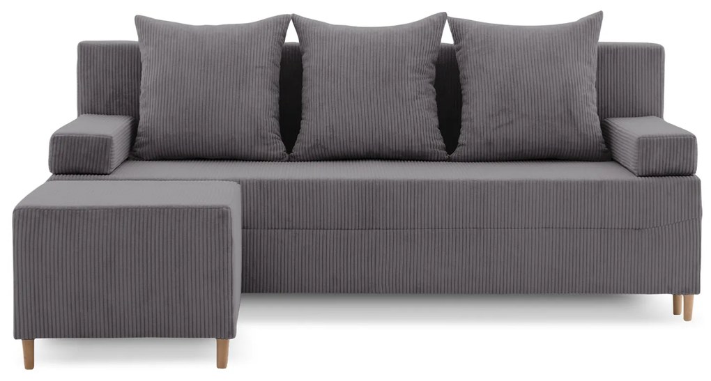 Rozkladacia pohovka s podnožkou FIREZE - poso Tmavosivá