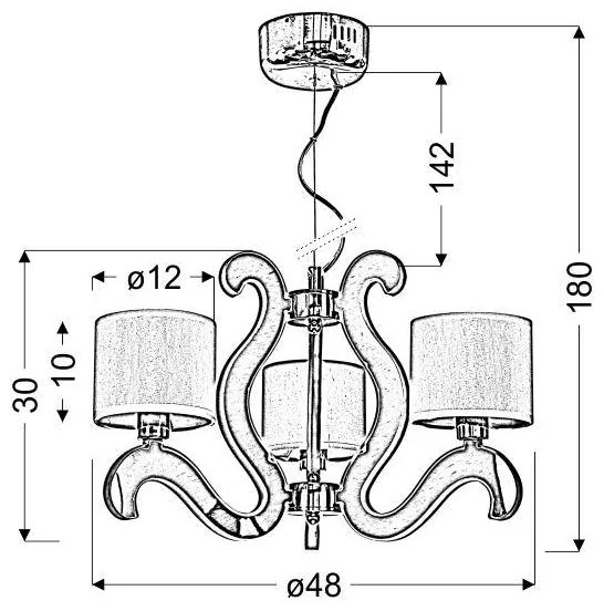LED Luster na lanku AMBROSIA 3xE14/40W/230V + LED/18,4W medená