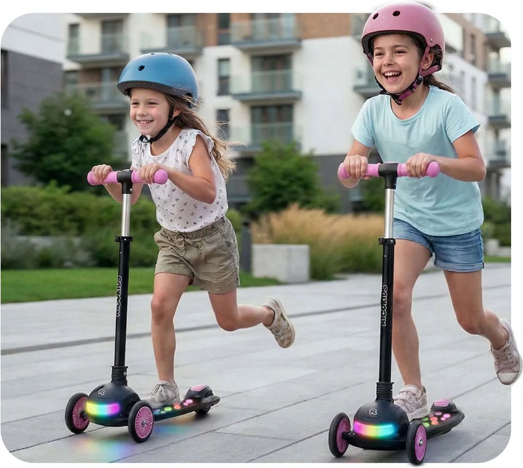 Ricokids Glowi LED balančná Kolobežka pre deti - čierno-ružová