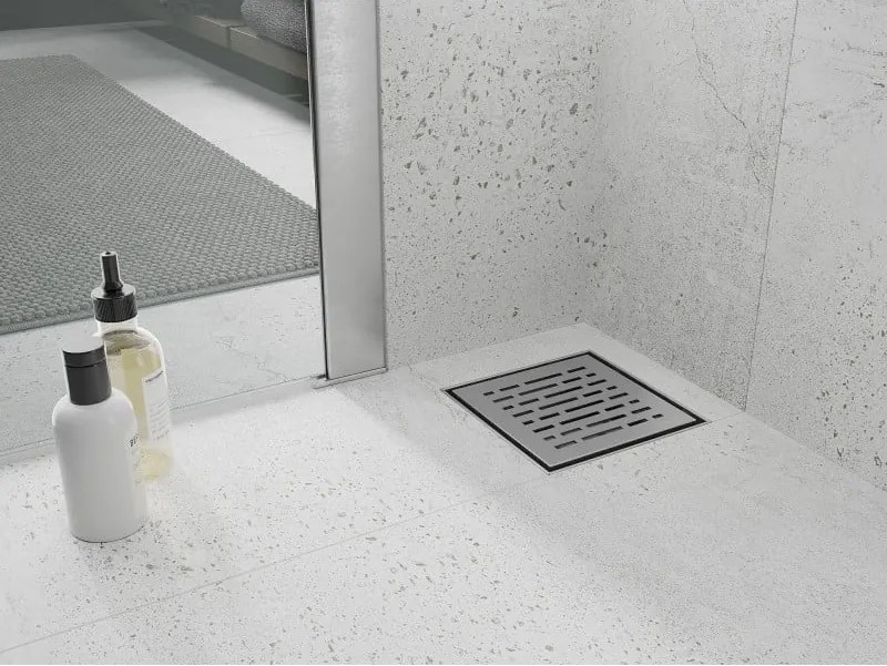 Mexen Flat-Q M01 štvorcová podlahová vpust 15 x 15 cm, brúsená oceľ - 1010315