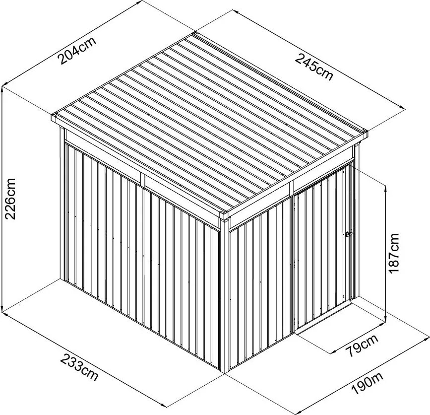 Záhradný domček so svetlíkmi Avenberg MAGNUS 2.5 x 2.0 m - Premium