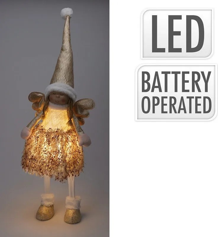 LED anjelka v zlatej farbe 81 cm