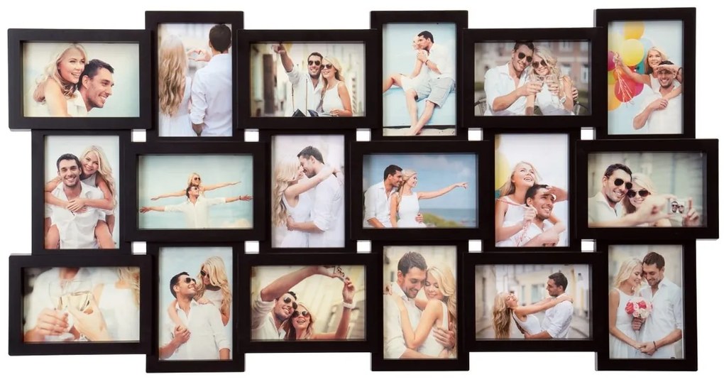 Fotorámik MOKRÁ 87x45 cm 18 fotografií čierny