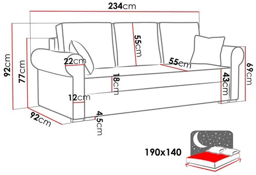 Rozkladacia pohovka Mosuria (tyrkysová) (s úl. priestorom). Vlastná spoľahlivá doprava až k Vám domov. 1105579